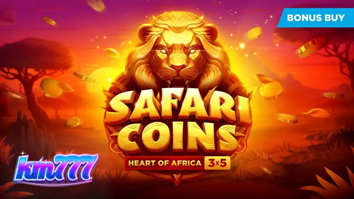Pemandangan savana Afrika dalam slot Safari Coins